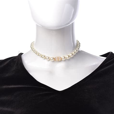 christian dior gold chain|Christian Dior pearl choker necklace.